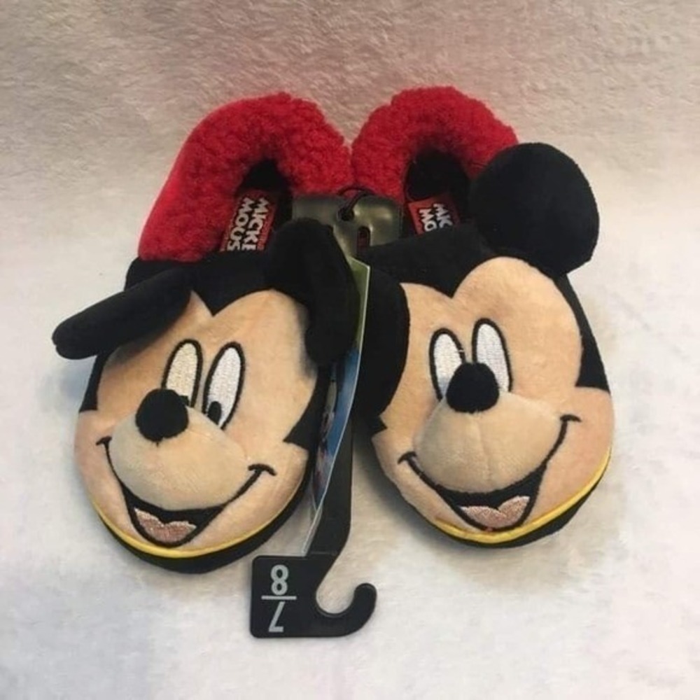 NWT Mickey Mouse slippers non slip disney‎ 9/10